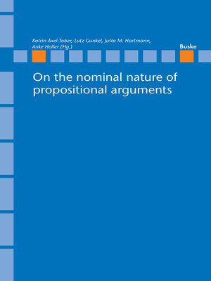 cover image of On the nominal nature of propositional arguments